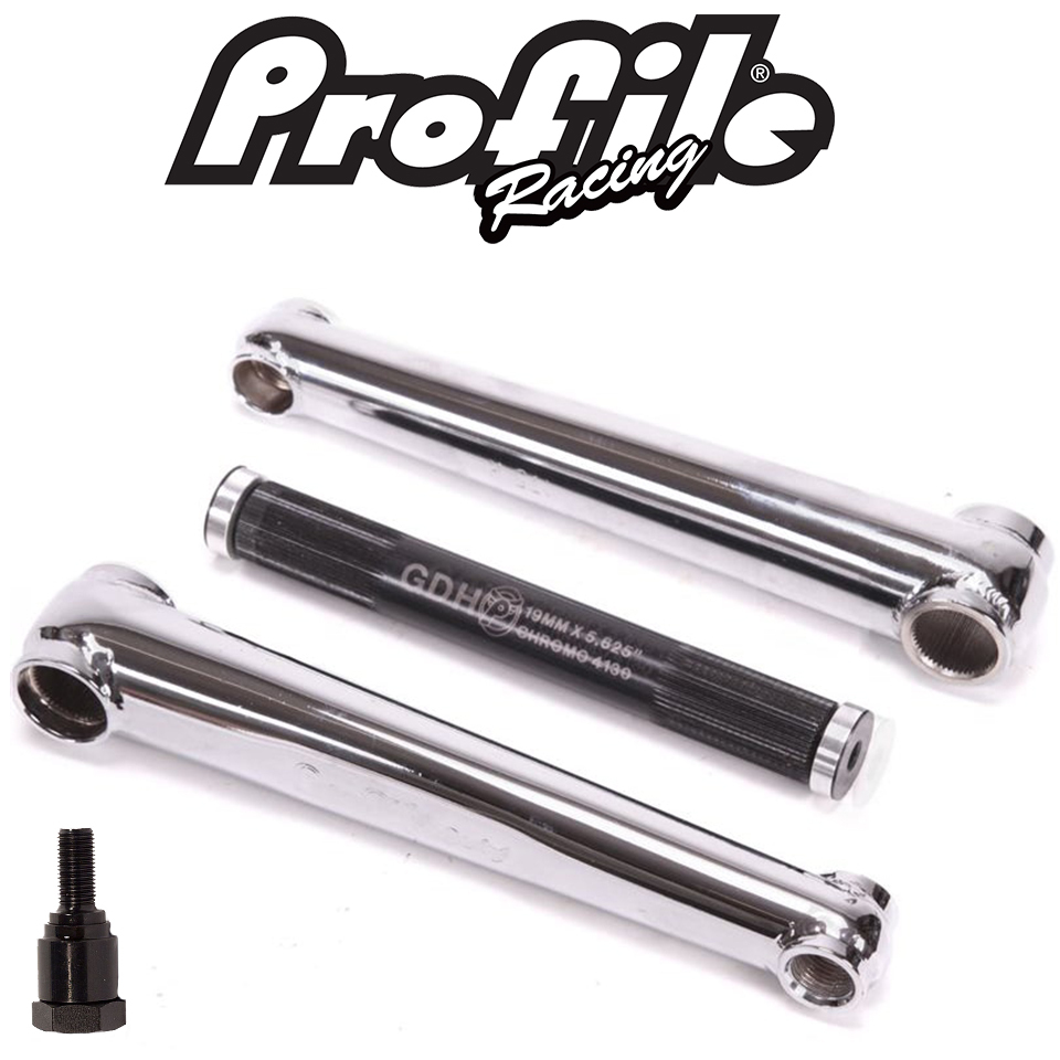Profile Race Cranks Bossless 185mm Chrome Cromo 3 Piece Crankset