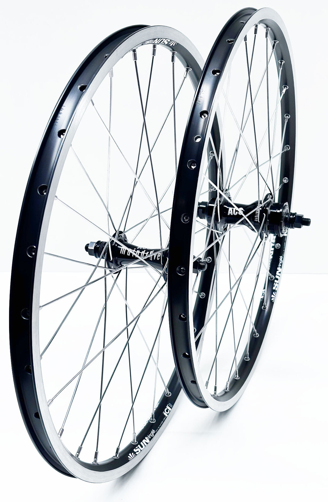 BMX 20 x 1.1 8 Wheel Set SUN ICI 1 Rims ACS Maindrive Cass Hubs Black
