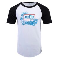 Profile 'Oval Track' Baseball Tee (White-Black)