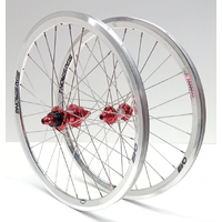 BMX 20 x 1.1/8"  Race Wheel Set  Disc or Non-Disc (Polished-Red)