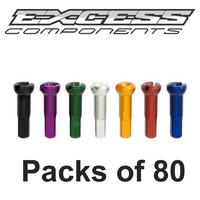 EXCESS Alloy Spoke Nipples 14G 80pack (16mm Long)
