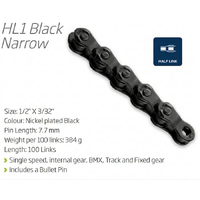 KMC HL1 Chain 1/2 x 3/32" Half Link Single Speed (Black/Black)